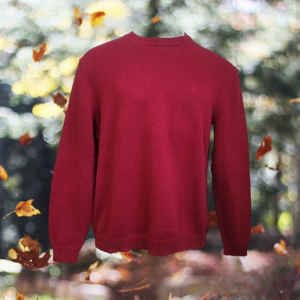 Y2K Cranberry Red Cotton Sweater - Picture 1 of 4
